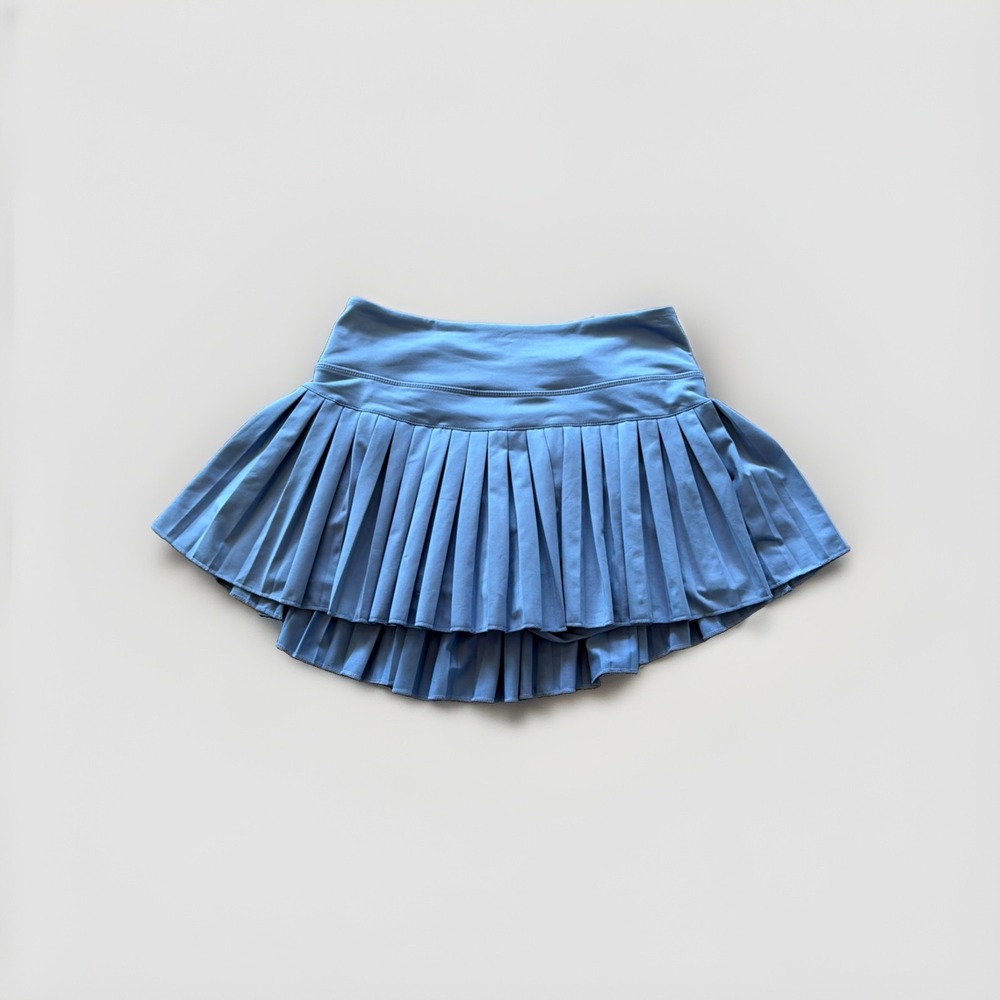Gold Hinge Pleated Tennis Skirt Skort Womens L Pickleball Golf Dusty Blue
